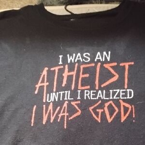 Men's Black Vintage XL Funny Athiest God Shirt Text